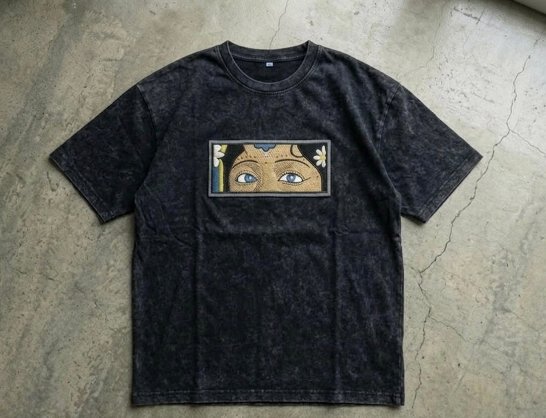 Radha Vision Embroidered Patch Tee – Vintage Black