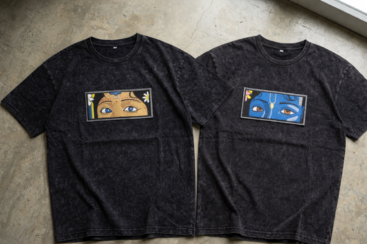 Radha - Krishna Vision Embroidered Patch Tee – Vintage Black