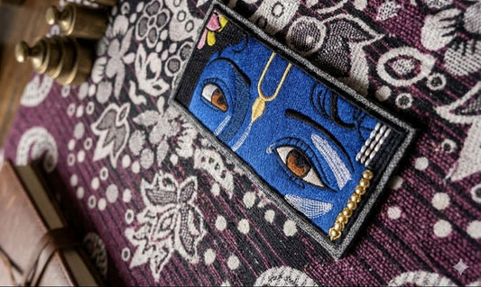 Krishna Eyes Embroidery Patch – Handcrafted Thread Art