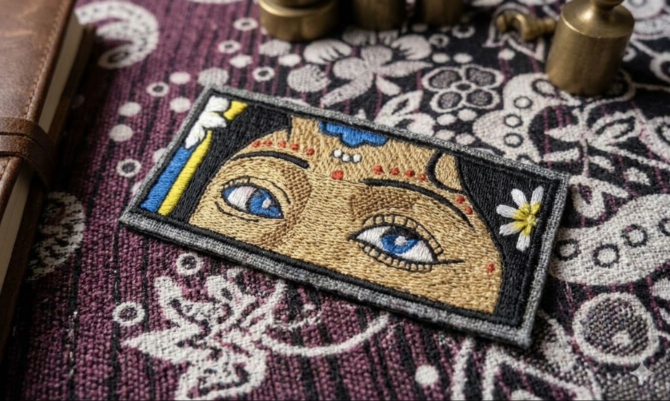Radha Eyes Embroidery Patch – Handcrafted Thread Art