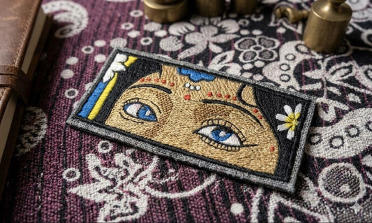 Radha Eyes Embroidery Patch – Handcrafted Thread Art